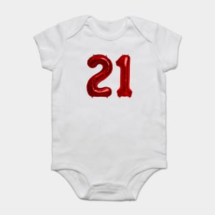 Red 21st Birthday Metallic Helium Balloons Numbers Baby Bodysuit